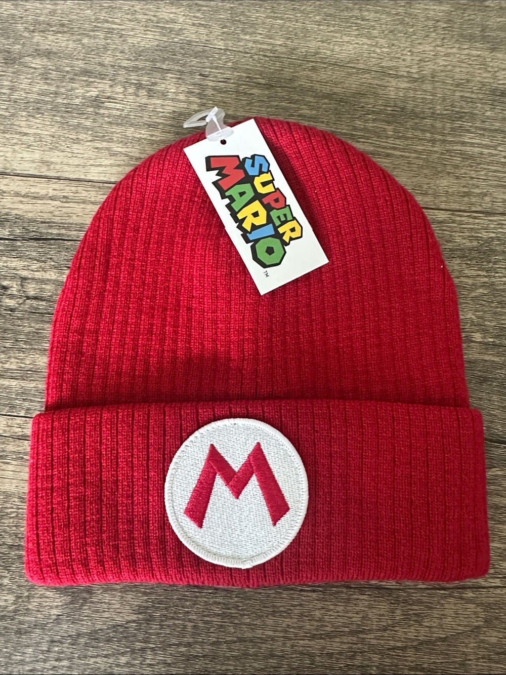 Nintendo Red Super Mario Knit Beanie with Embroidered M Patch
